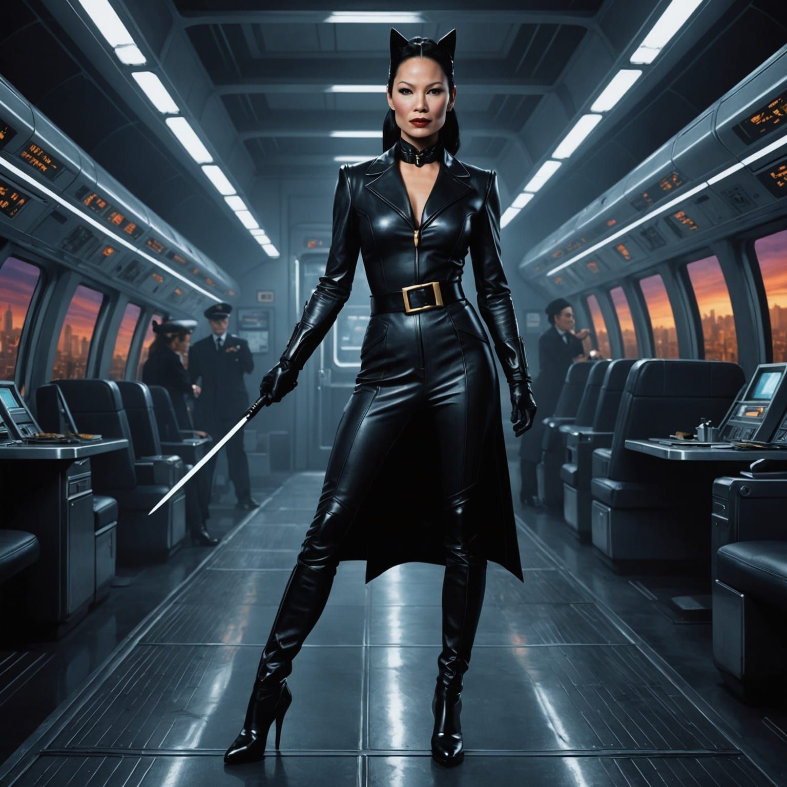 Lucy Liu as Catwoman Air Hostess: Detailed Matte Painting