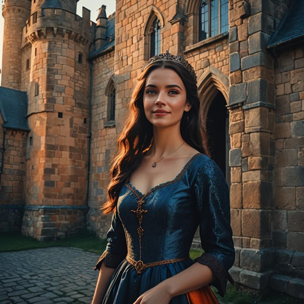 Medieval Princess in Dark Gothic Castle