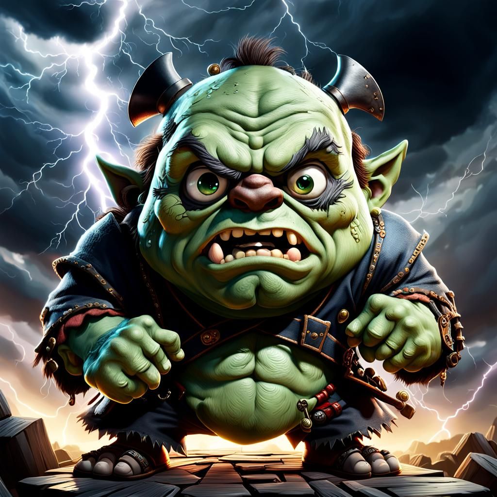 Aggressive Ogre Pirate in Dark Fantasy Style