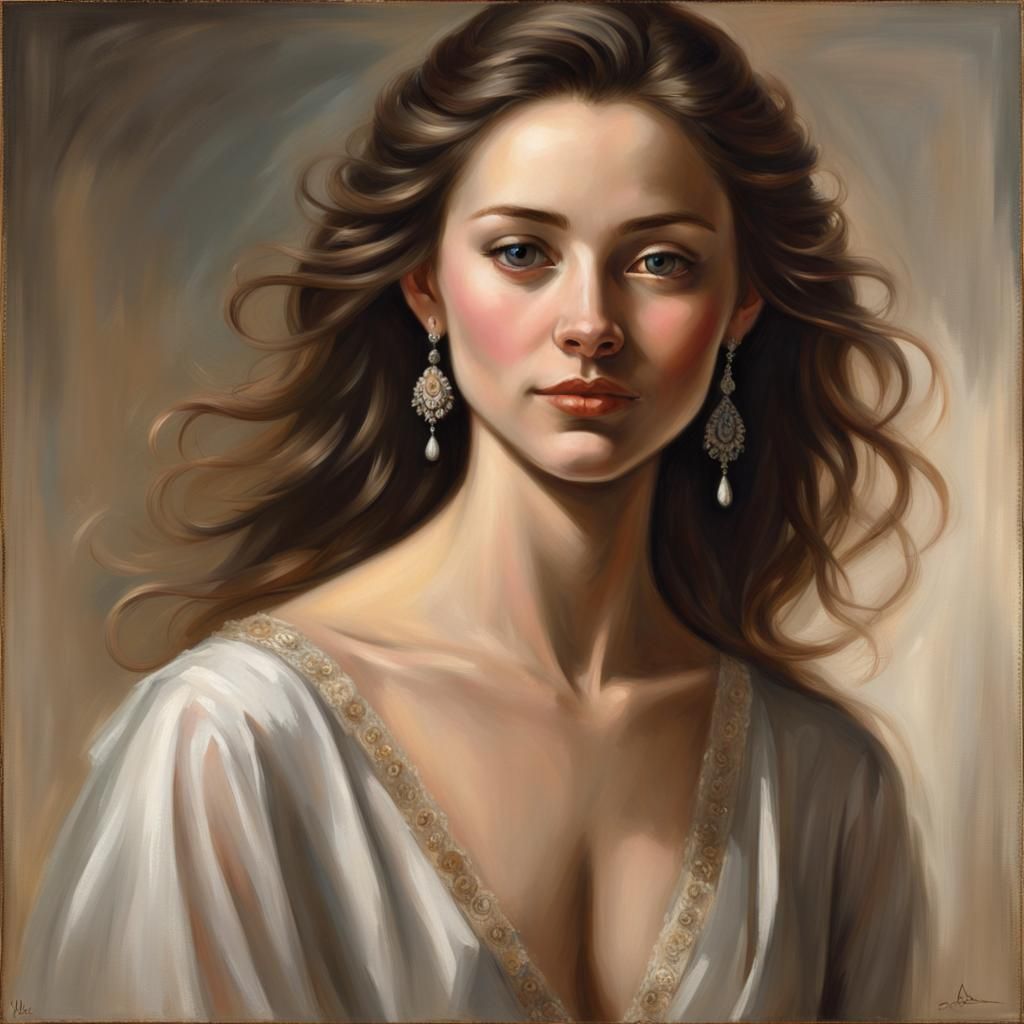 Radiant Young Woman Portrait in Hyperdetailed Style