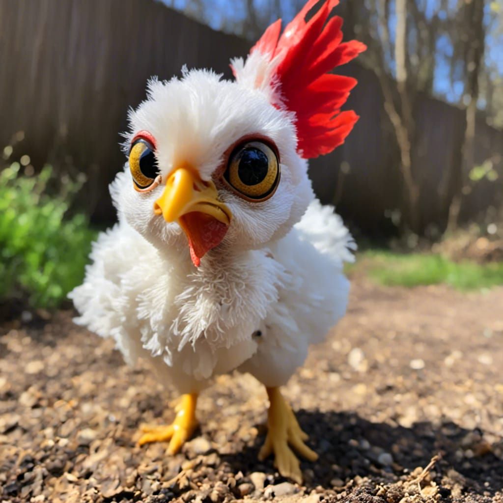 Chicken with Big Eyes Running