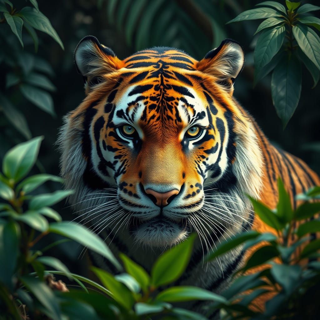 Majestic Tiger in Jungle Habitat