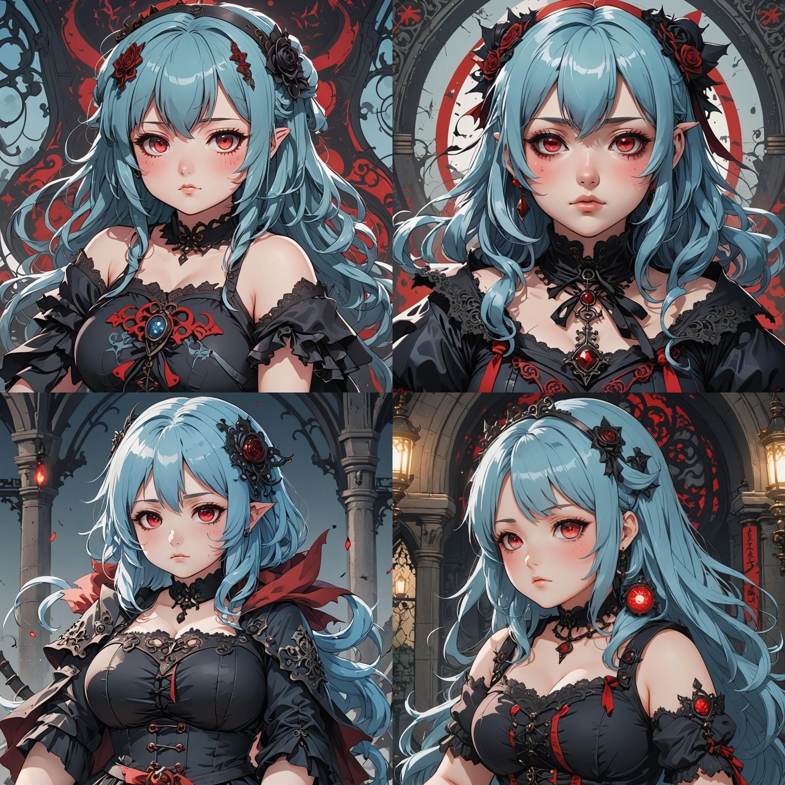 Anime Girl in Gothic Style, Cel-Shaded Digital Art