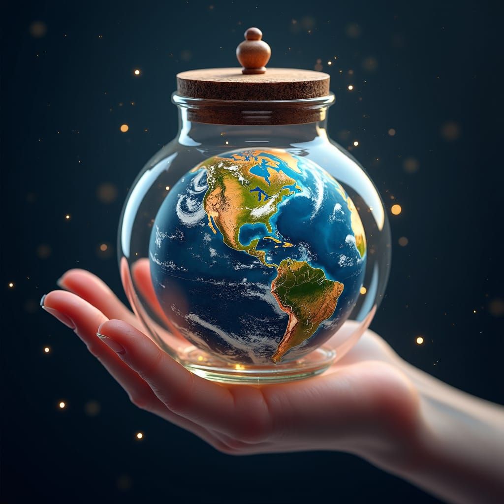 Earth in Glass Jar: Fantasy Concept Art