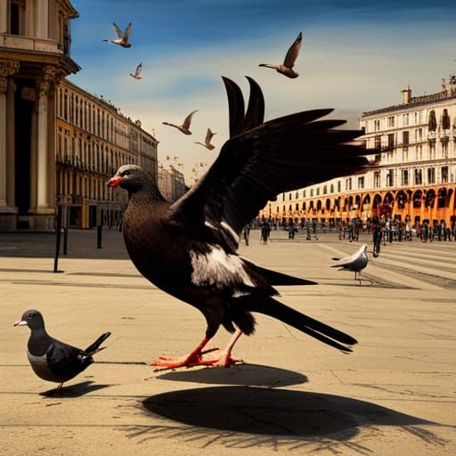 silure and pigeons   In Venise