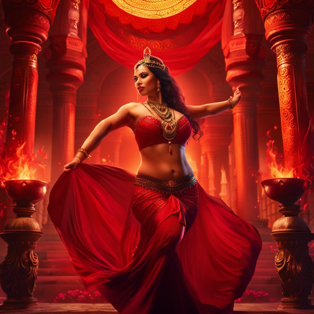 Stunning Belly Dancer in Temple Digital Painting