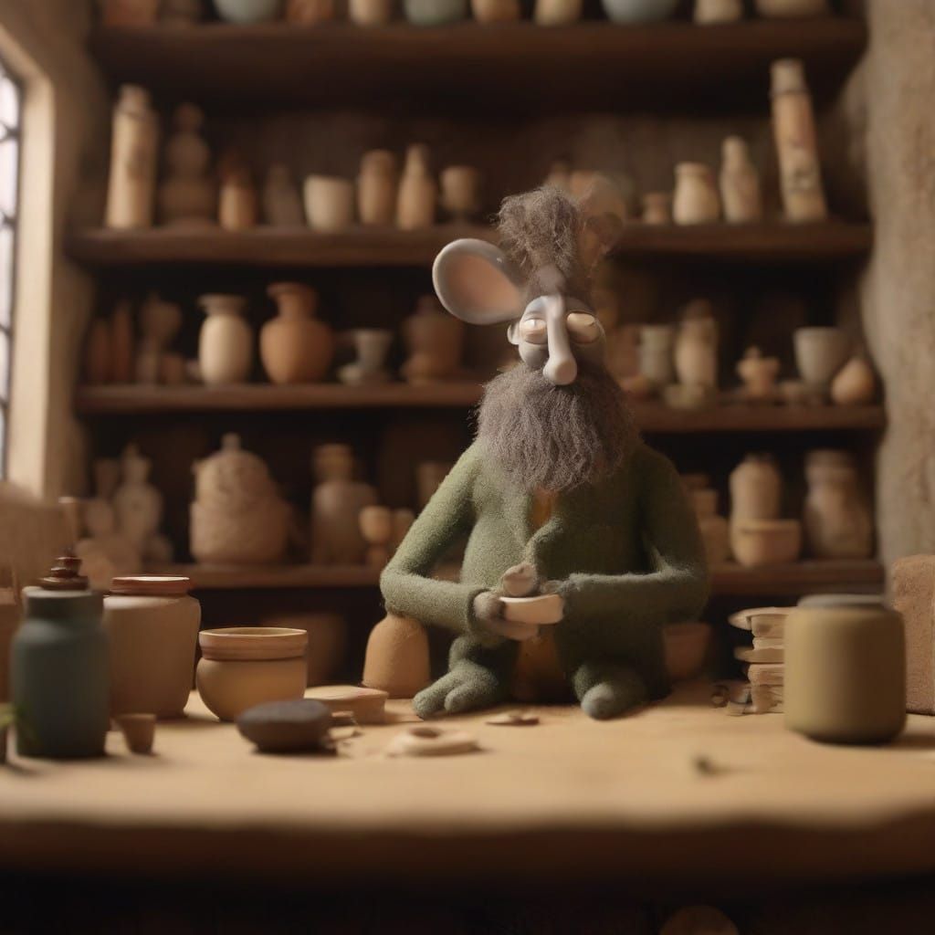 Whimsical Alchemist Amidst Chiaroscuro Shadows