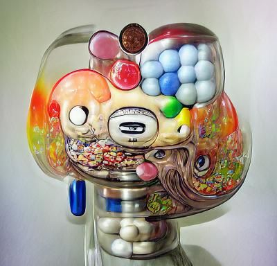 Psychedelic Gumball Machine in Surreal Pop Art Style