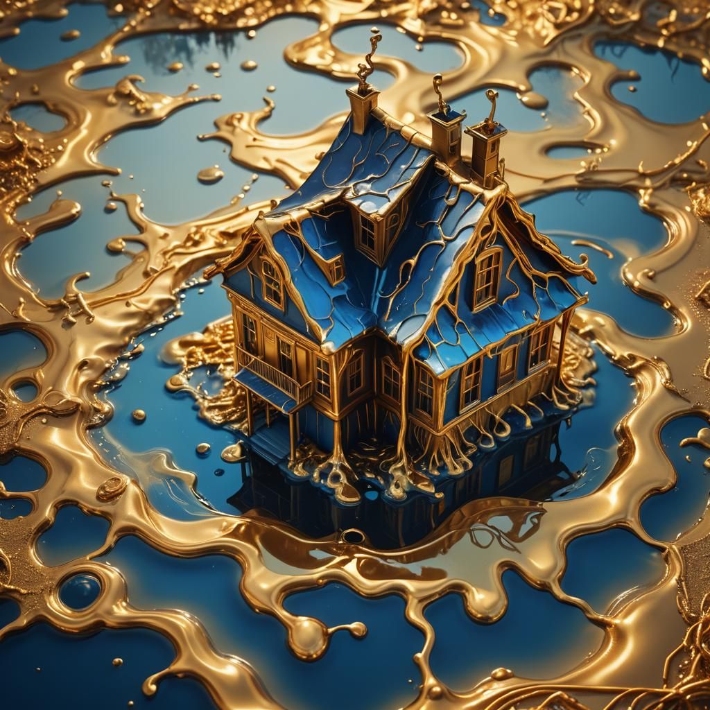 Golden House Melts in Surreal Dreamscape