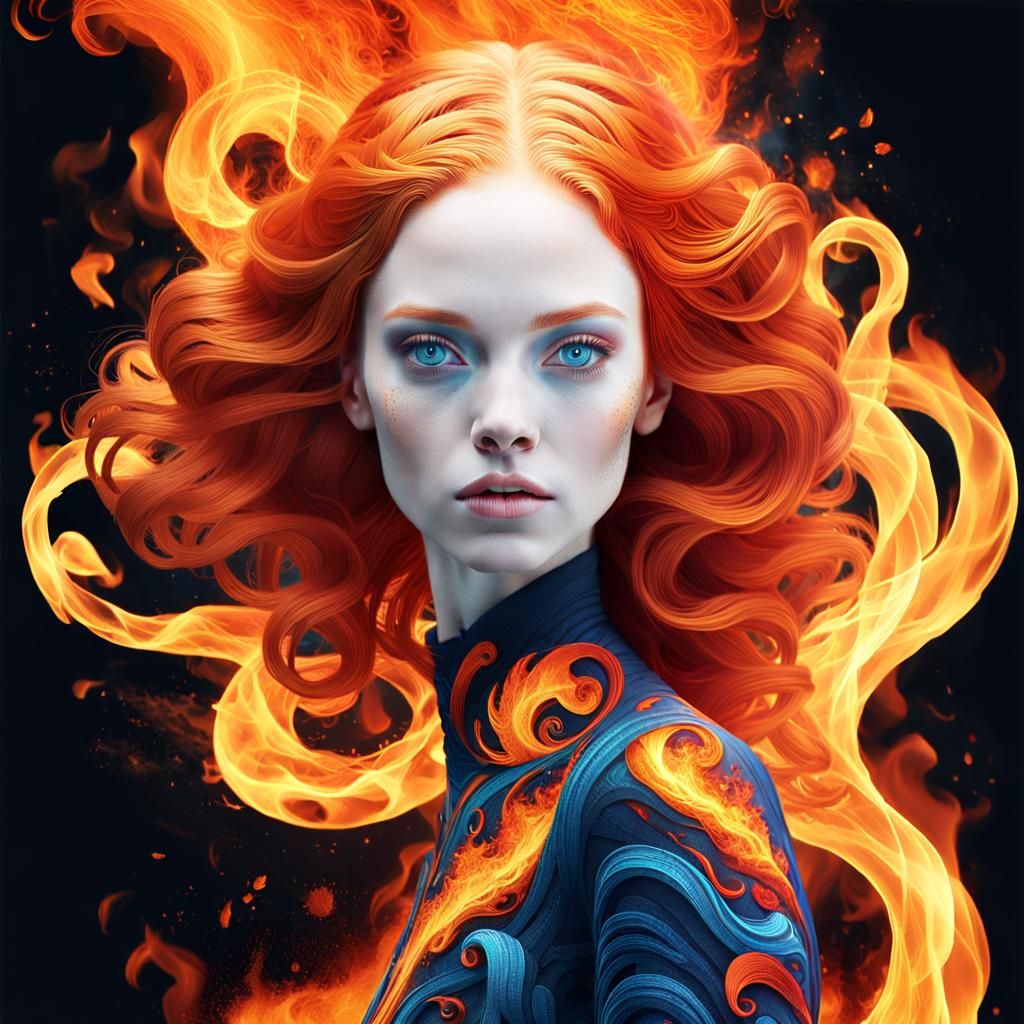 Fiery Woman Typography Design in HDR