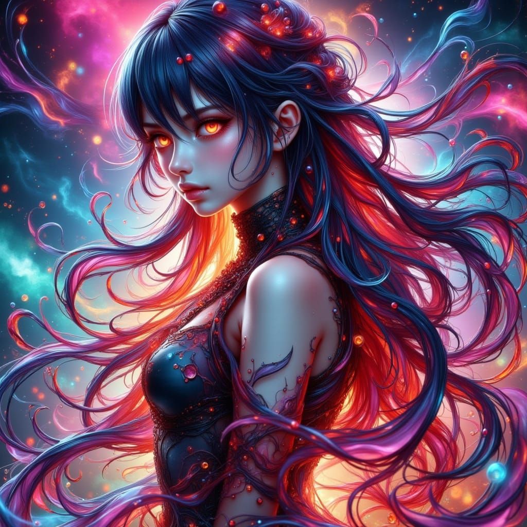 Dynamic Anime Character in Cel-Shaded Style