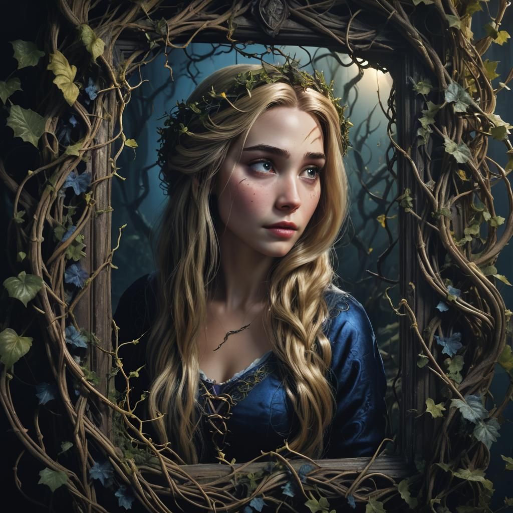 Rapunzel in Dark Fairy Tale Mirror Scene