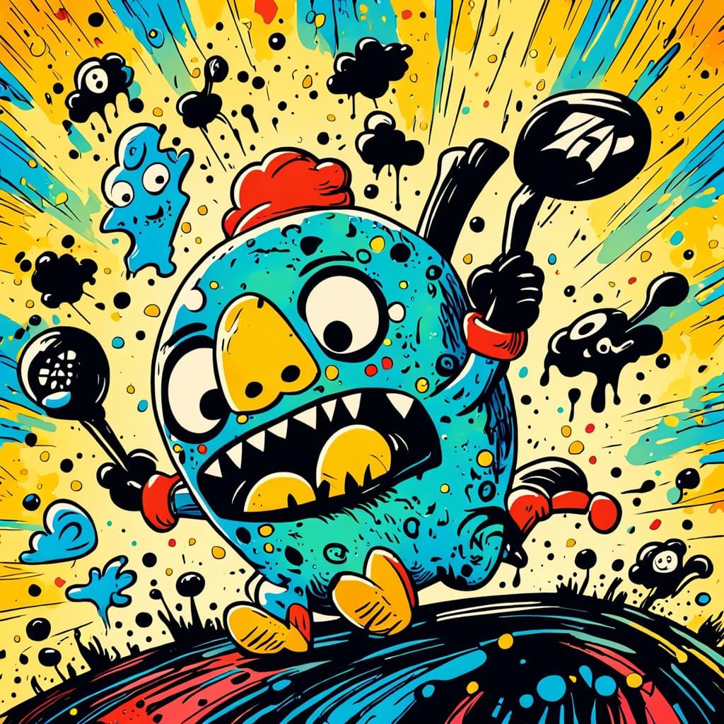 Ink painting background art comic relief