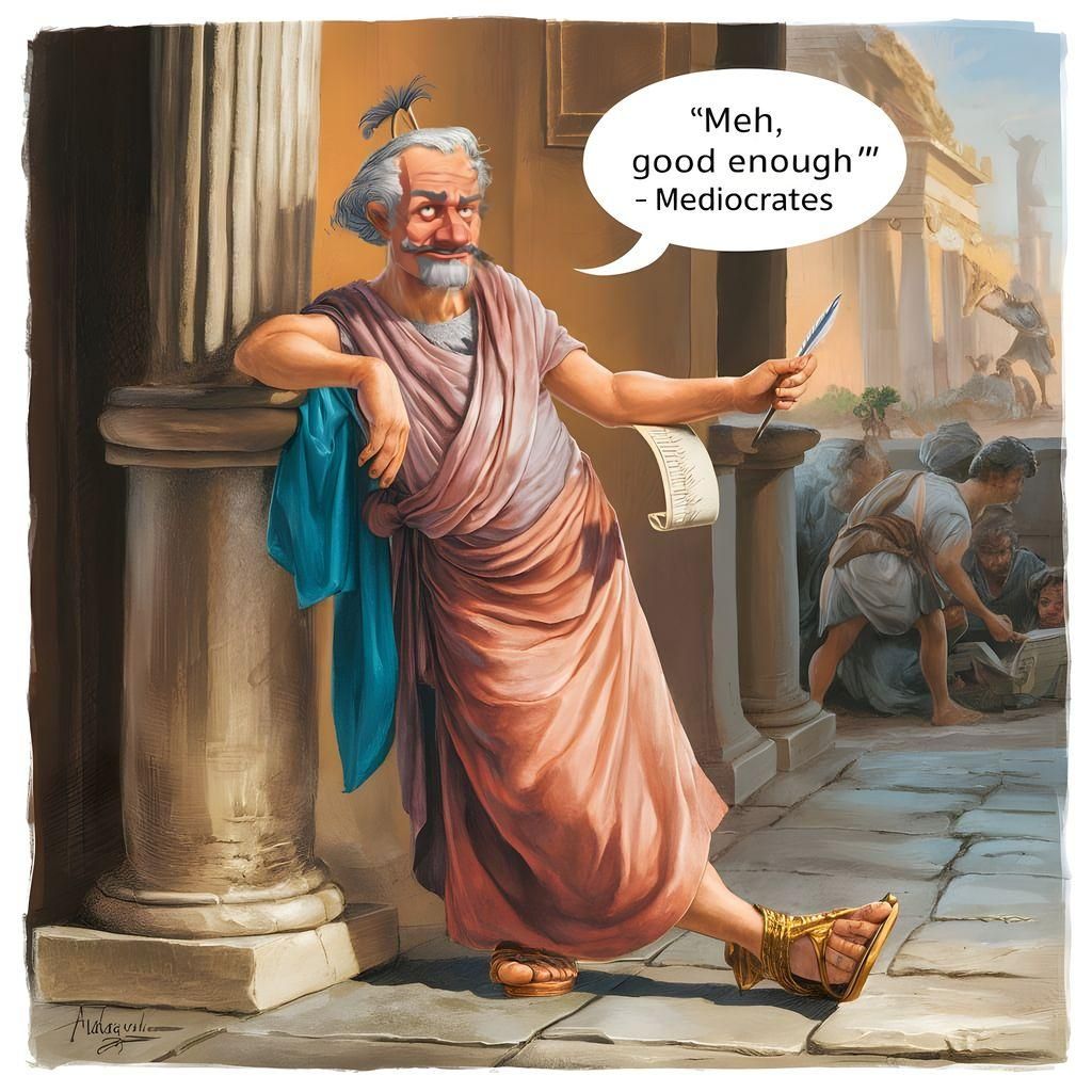 Humorous Illustration of Mediocrates, Ancient Greek Gentlema...