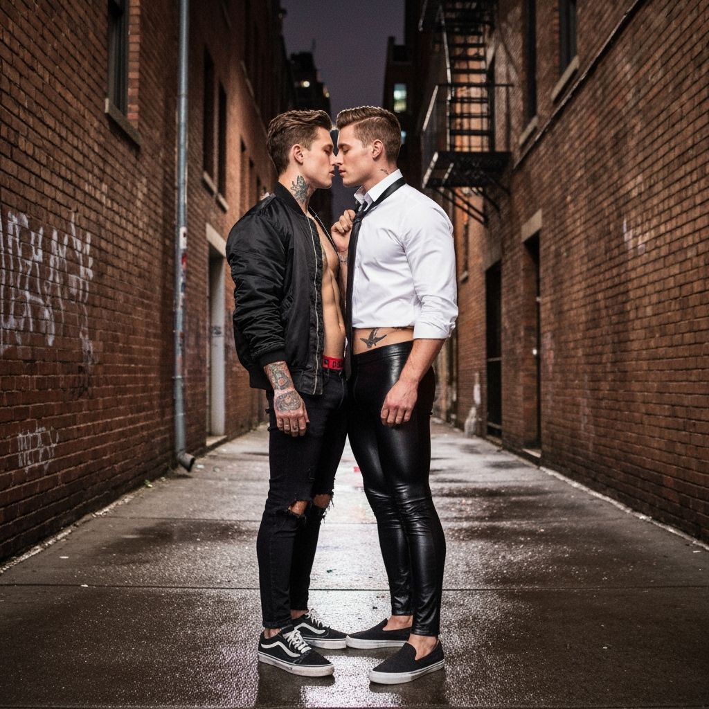 Neon Alleyway Encounter in Manhattan