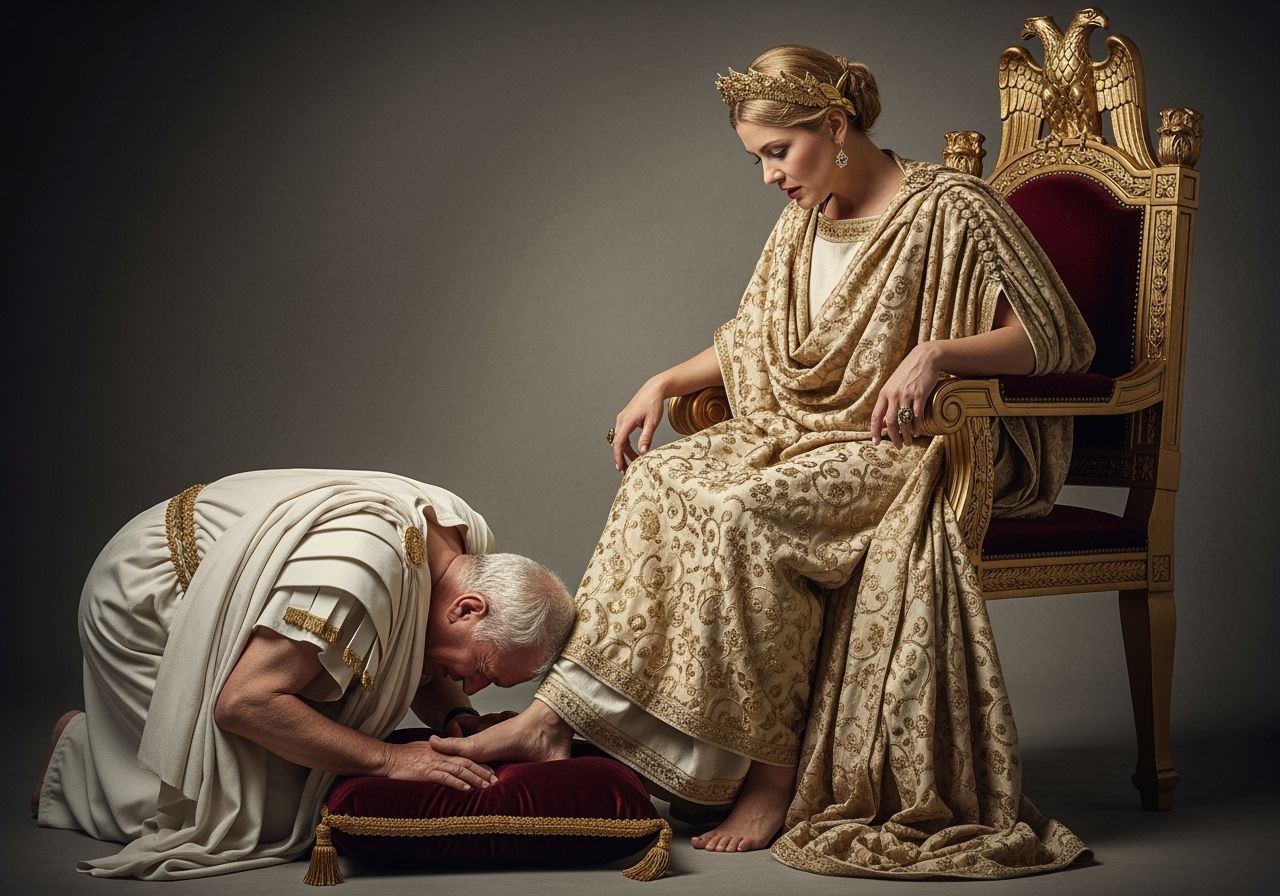 Stern Roman Empress Trampling Senator: Professional Photogra...