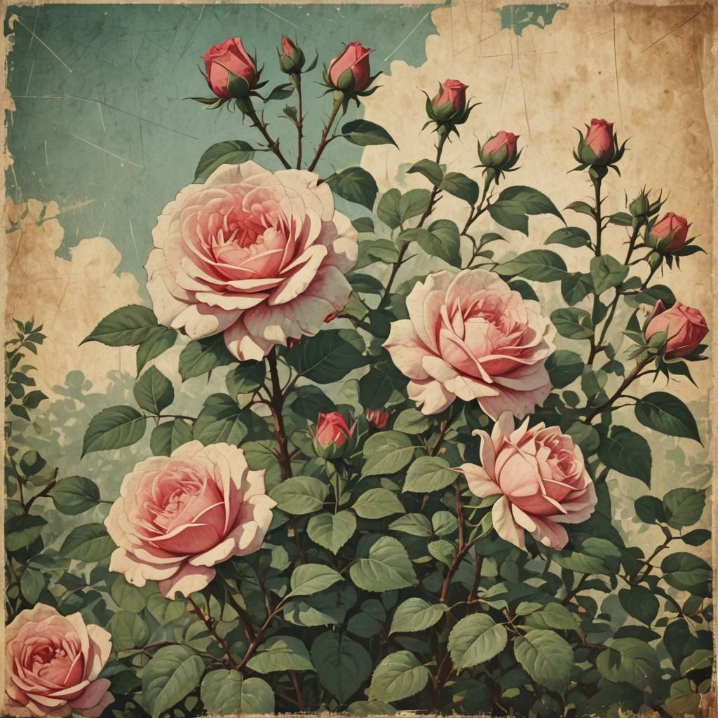 Vibrant 1930s Constructivist Rose Propaganda Poster