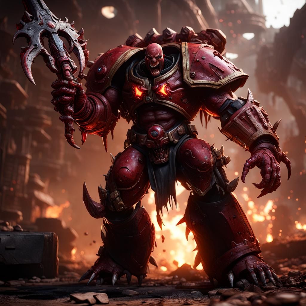 Corrupted Carnage Space Marine in 3D Cinematic Style
