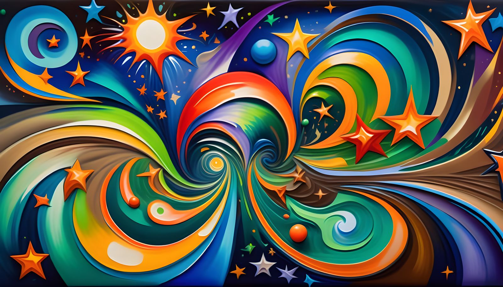 Cosmic Maelstroms in Vibrant, Textured Impasto Oil