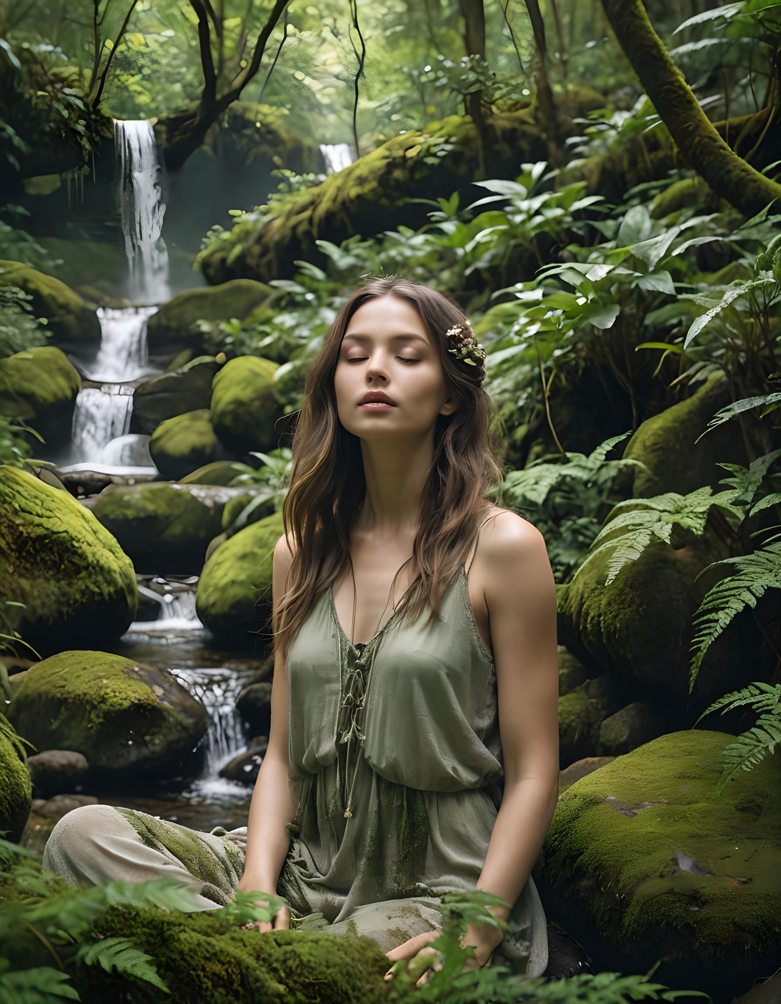 Ethereal Woman Integrated with Nature