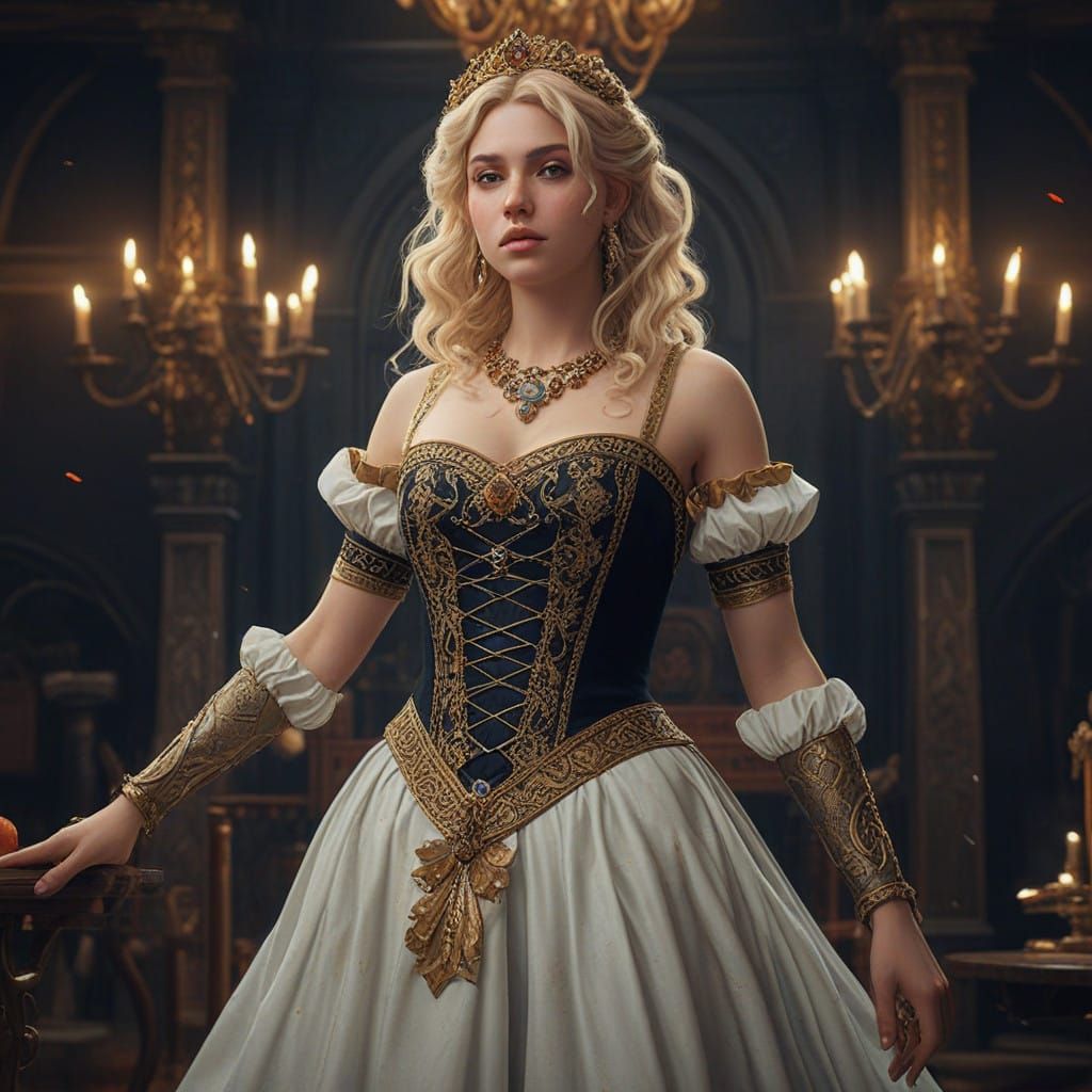 Regal Renaissance Goddess with Flawless Beauty