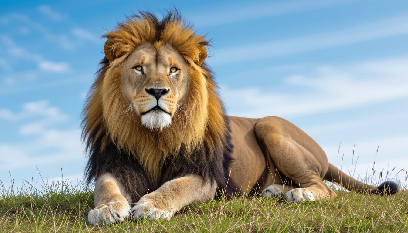 Lion at Sunrise Eating Burger King, Cinematic Style