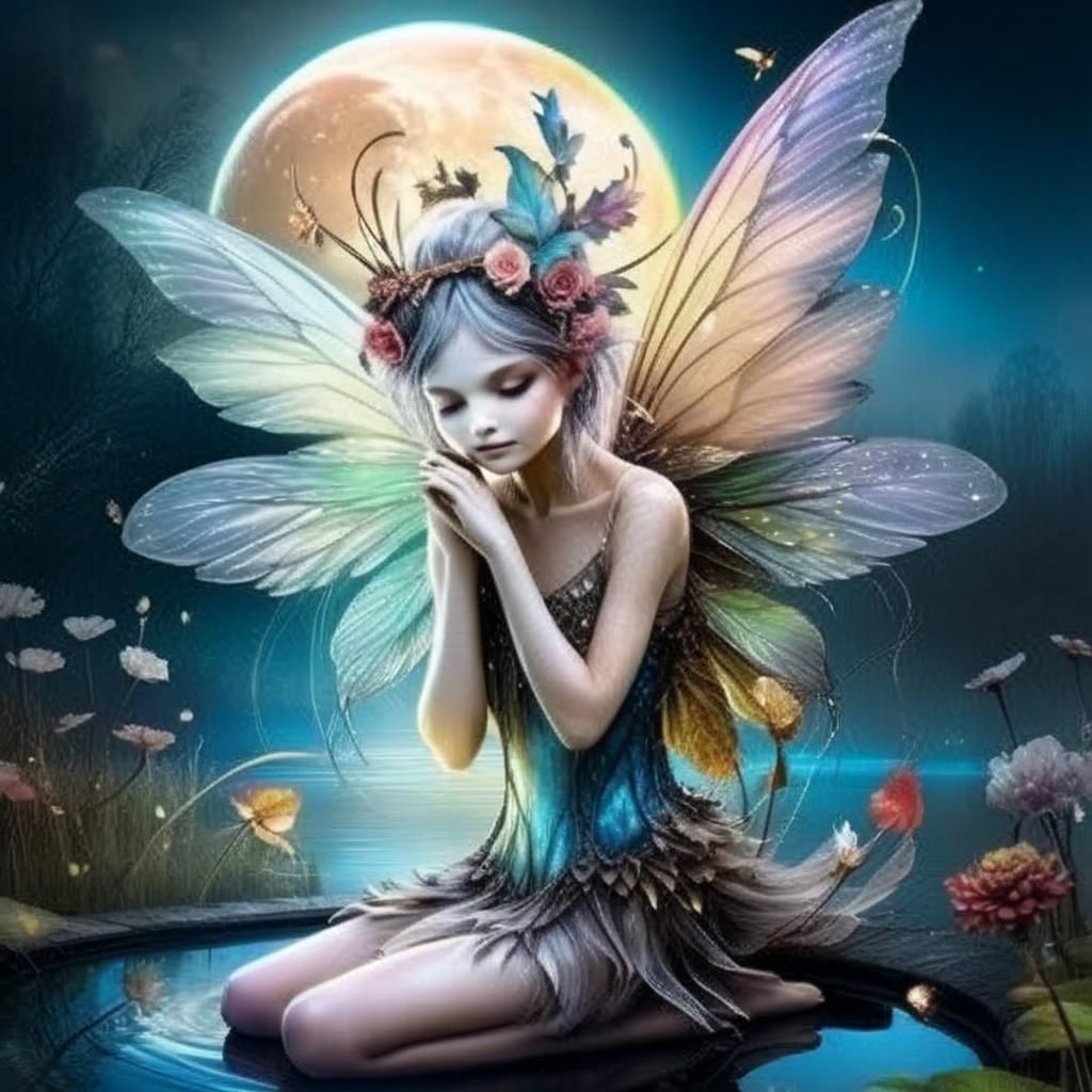 Bioluminescent Fairy Dances in Autumn Moonlight