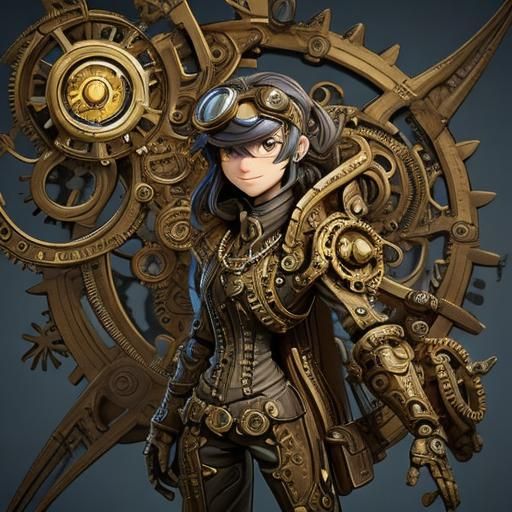 Steampunk Lizard on Clockwork Mechanism in Vector Art