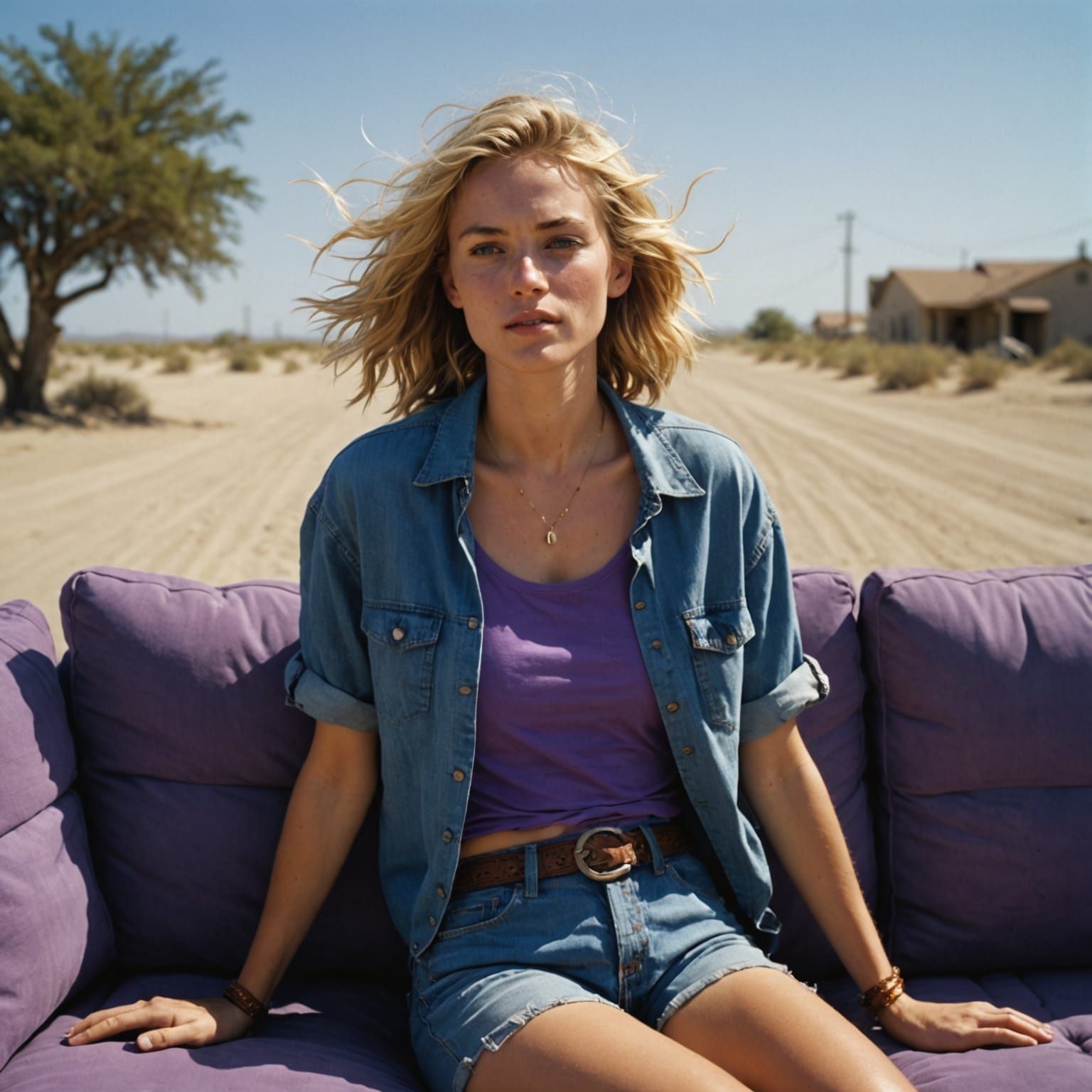 Surreal Desert Goddess Caught in a Stormy Landscape