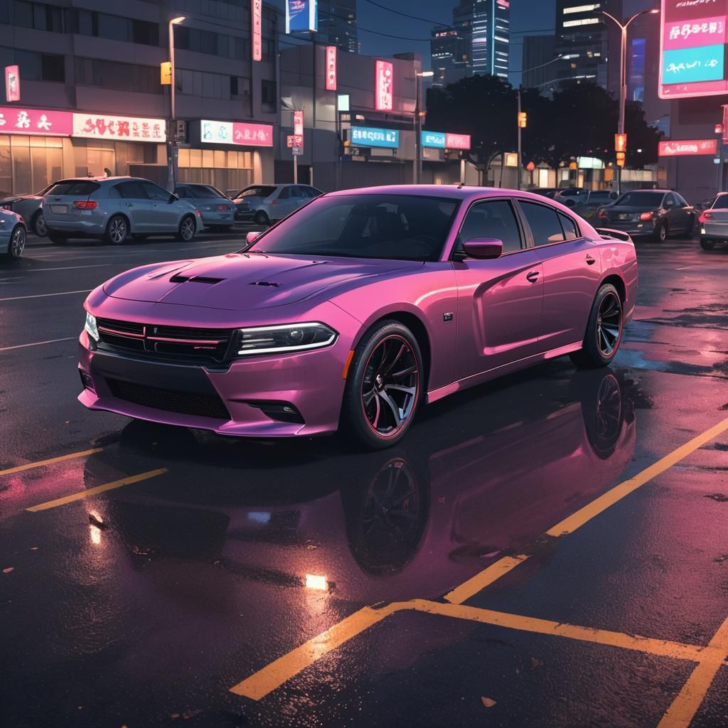Dodge Charger in Anime Key Visual Style