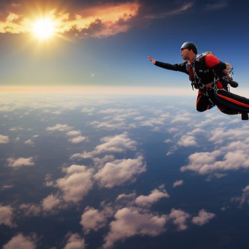 Tyrolian Skydivers Plunge Through Sunset Clouds