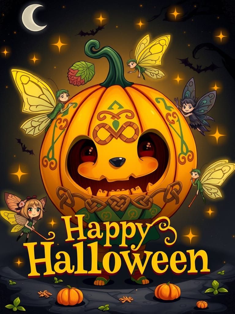 Whimsical Pumpkin & Celtic Fairies Halloween Celebration