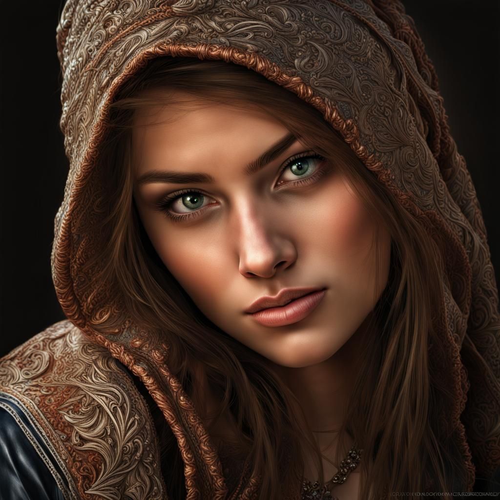 Beautiful Woman's Portrait in Dark Palette