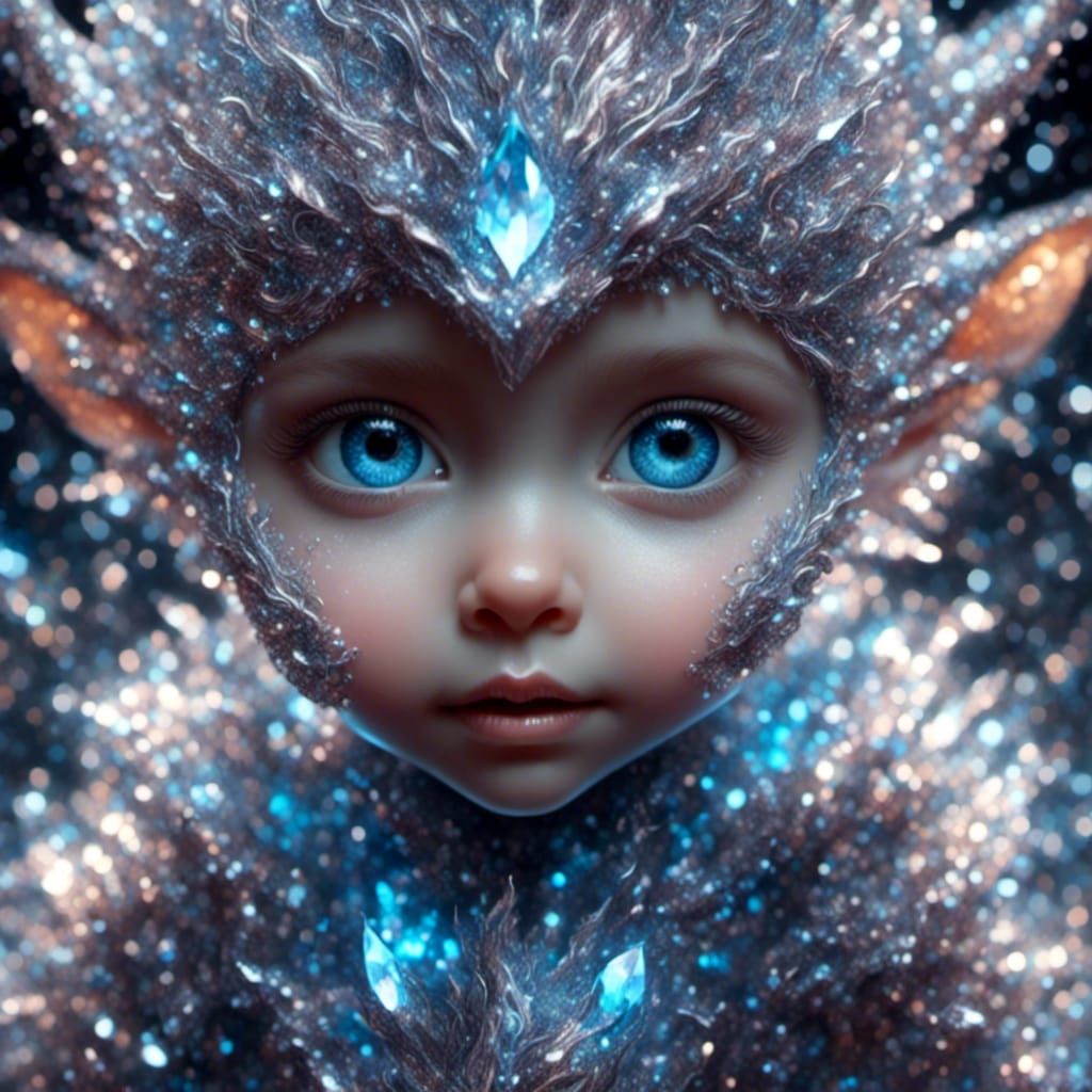 Frosted Crystal Dragon Hatchling: Holographic Microportrait