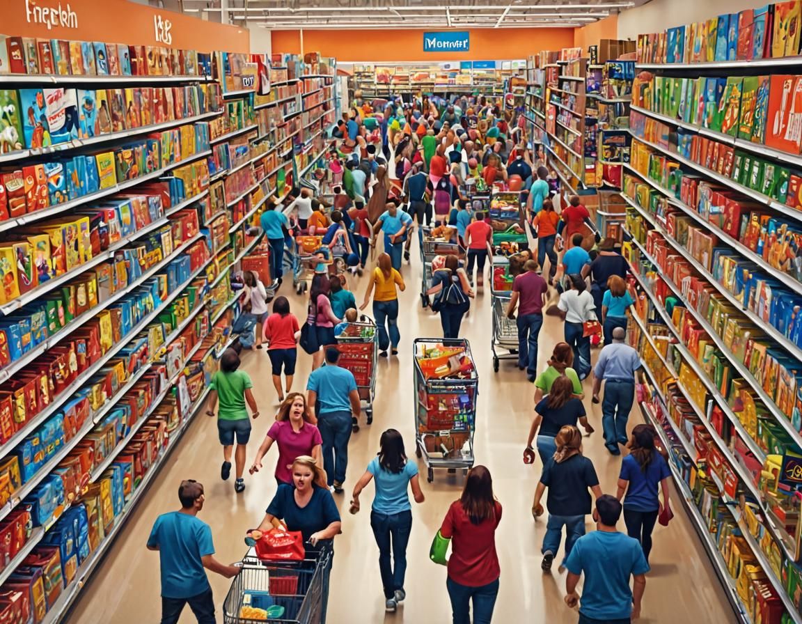 Chaotic Walmart Black Friday: A Digital Painting