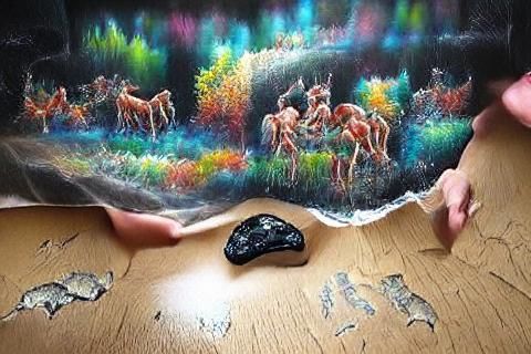 Holographic Cave Painting: Detailed Ancient Art