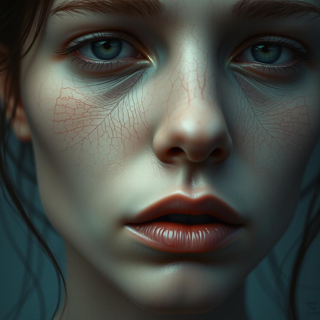 Ethereal Portrait of Pale Woman with Veins