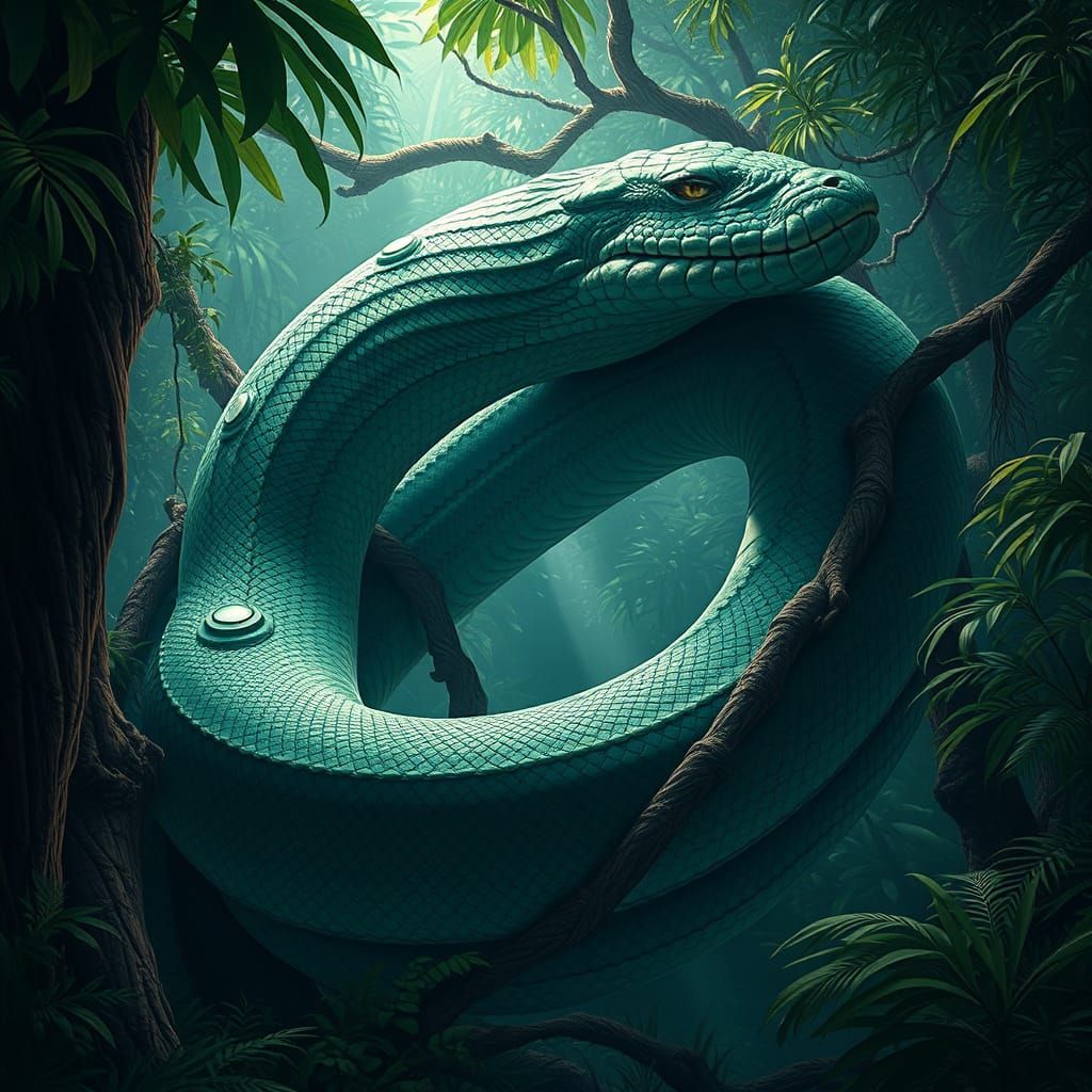 Anaconda in Jungle, Digital Art