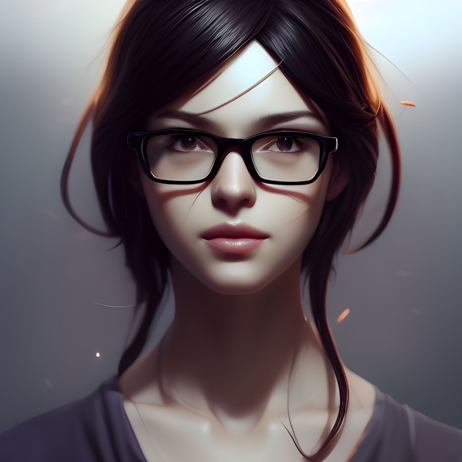 Elegant Gamer Girl with Glasses in Ornate Style