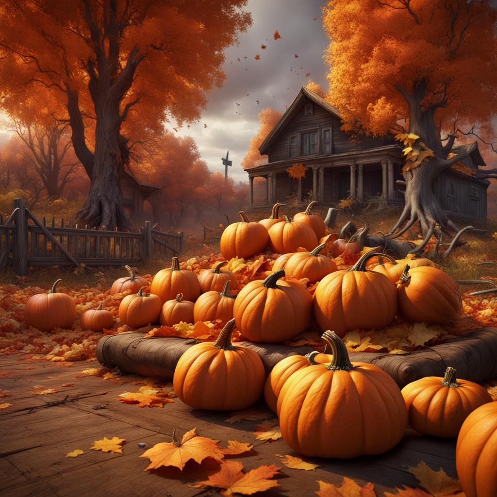 Autumn Harvest Still Life: Matte Painting in 8K