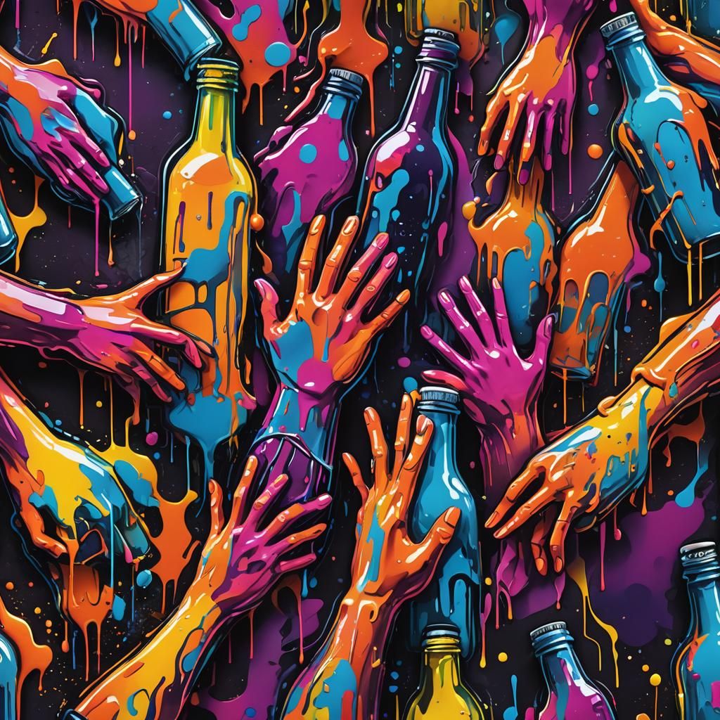 Vibrant Street Art: Ten Hands, One Bottle