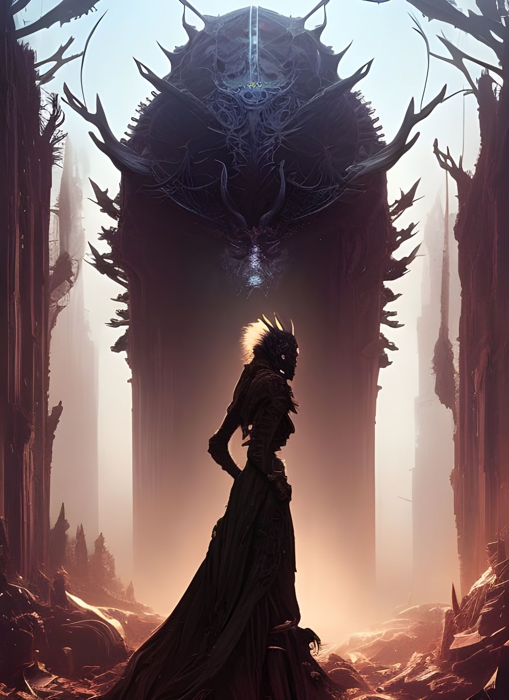 Cyborg Elf in Lovecraftian Sci-Fi Illustration