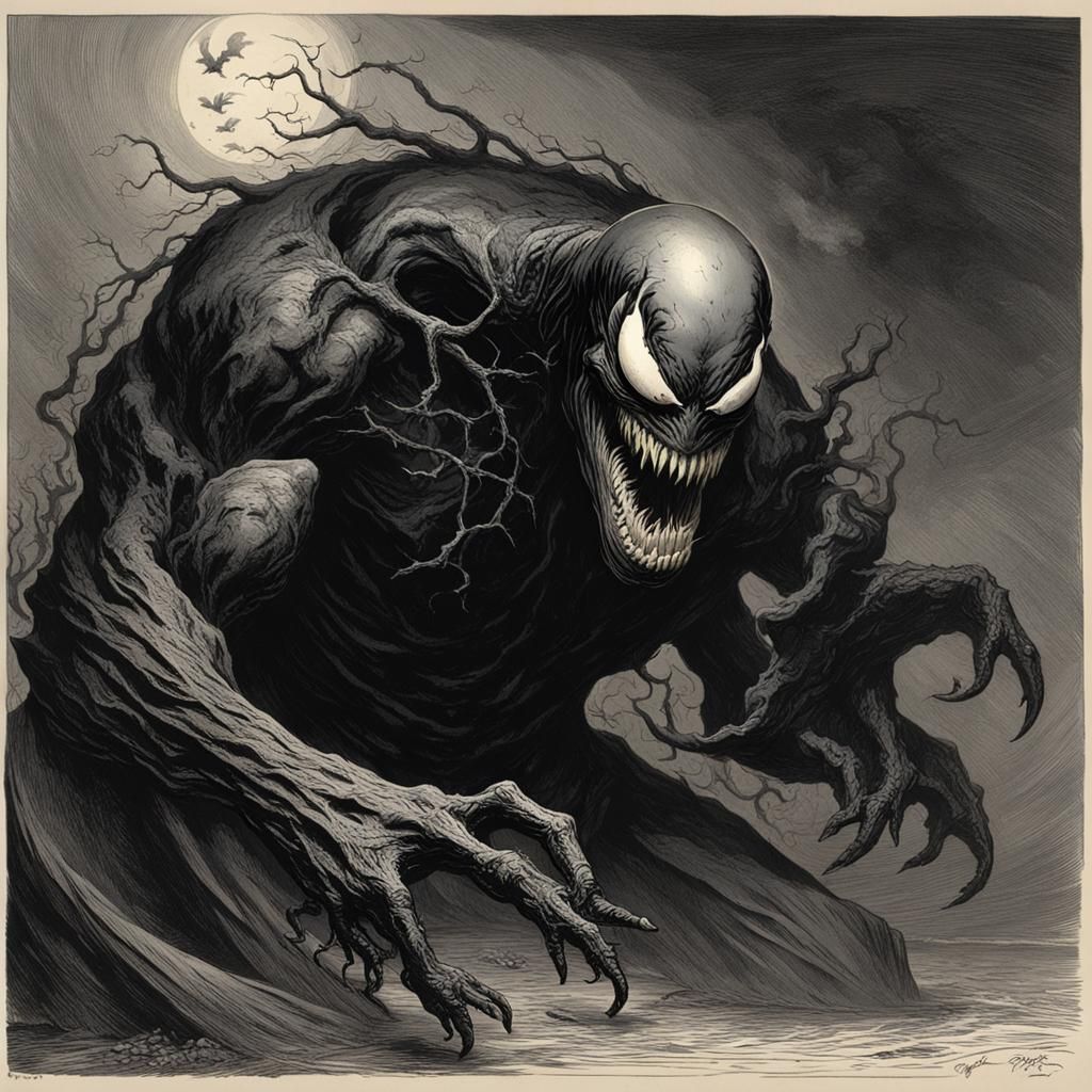 Venom's Face: A Gothic Horror Illustration