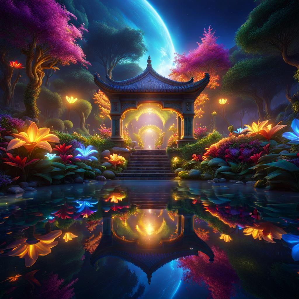 Ethereal Garden of Light and Consciousness