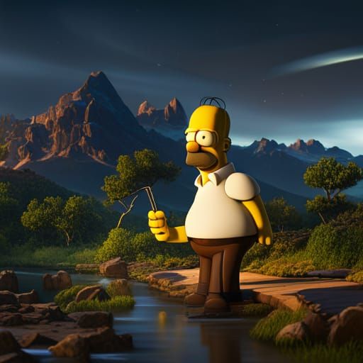 Detailed Matte Painting of Homer Simpson