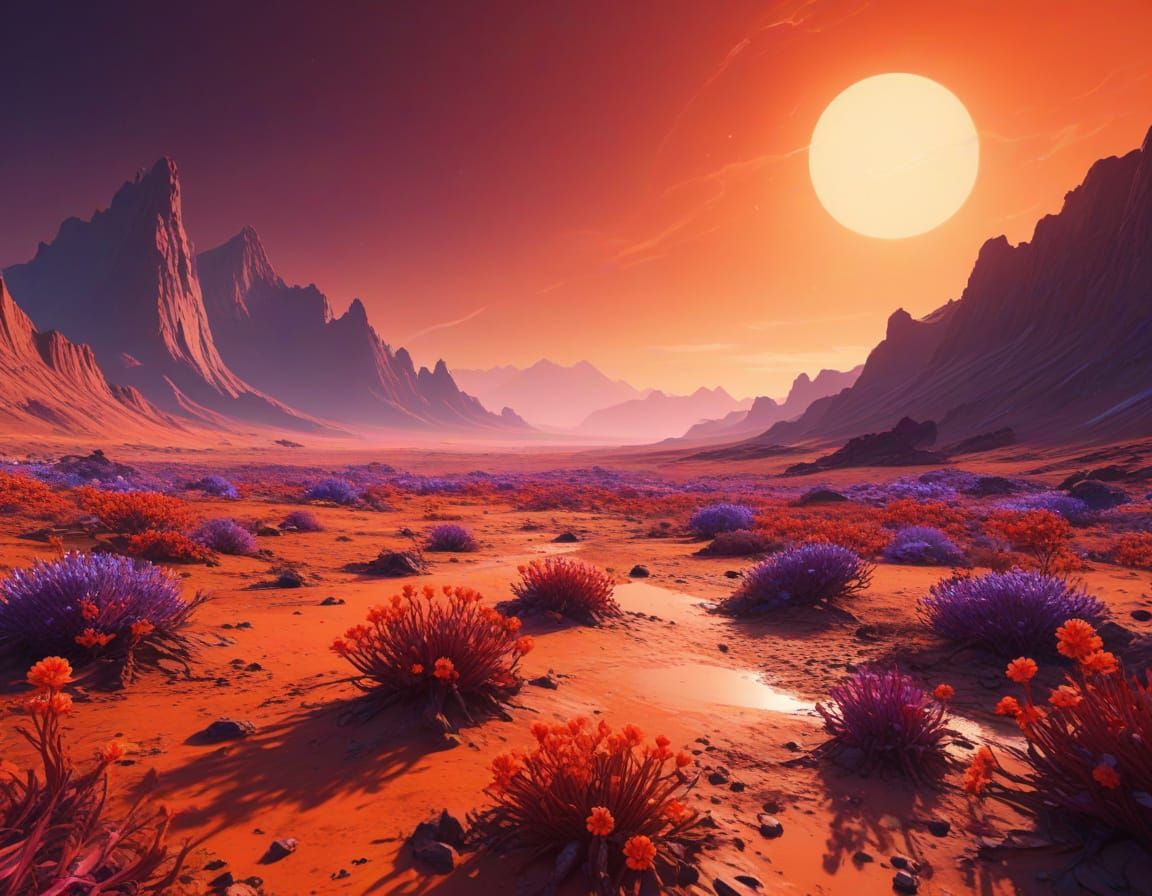 Vibrant Martian Bloom in Cosmic Storm