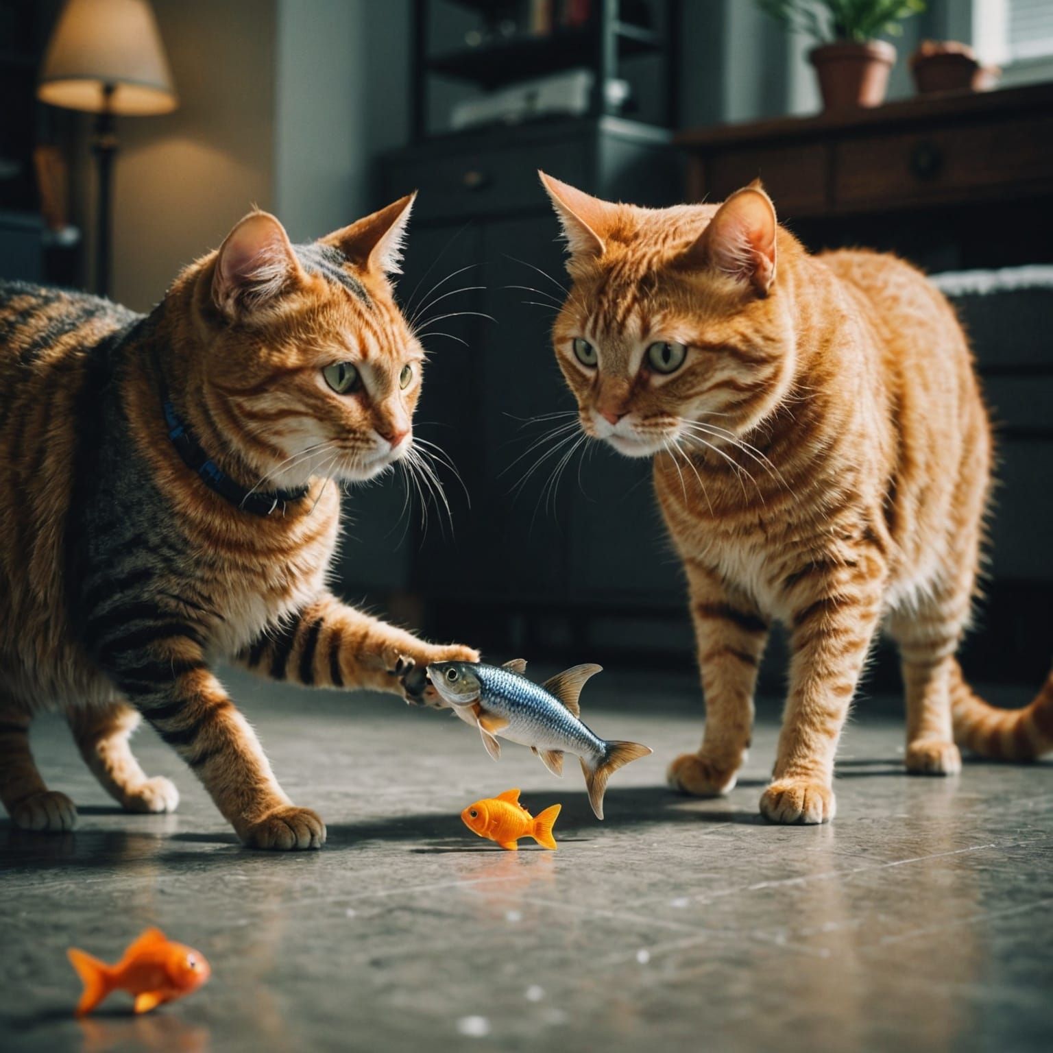 Tabby Cats Playing: A Cinematic Still Life