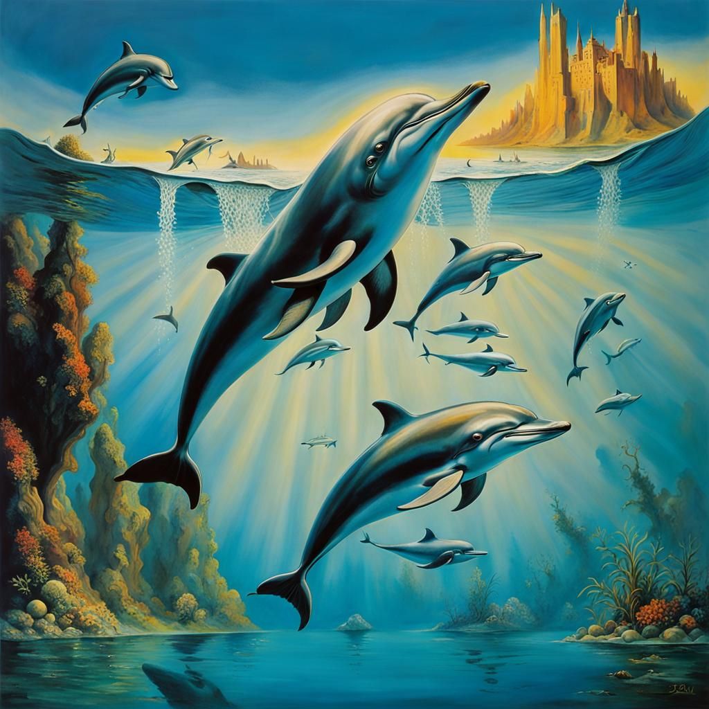 Surreal Dolphins in Underwater Acrobatics