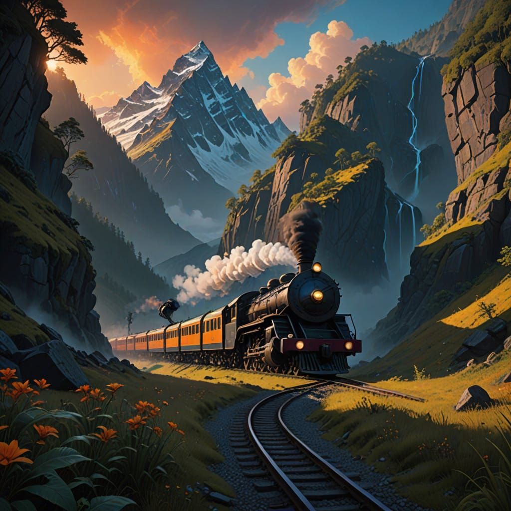 Majestic Bengali-Scripted Train Chugs Through Misty Mountain...