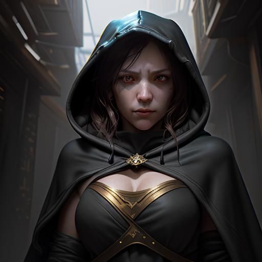 Fantasy Rogue in Dark Alley, Renaissance Occult Style